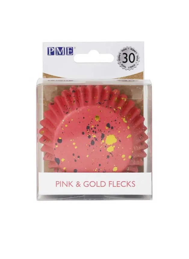 Muffinsform Röd med guldstänk – 30 St