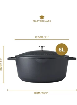 Oval gryta 6 L i Gjuten Aluminium – Svart 40×27.5×22 cm – Masterclass
