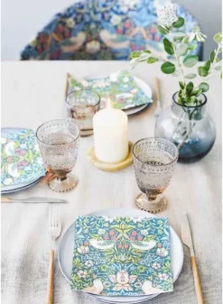 Papperservett Strawberry Thief Blue 33×33 cm – William Morris