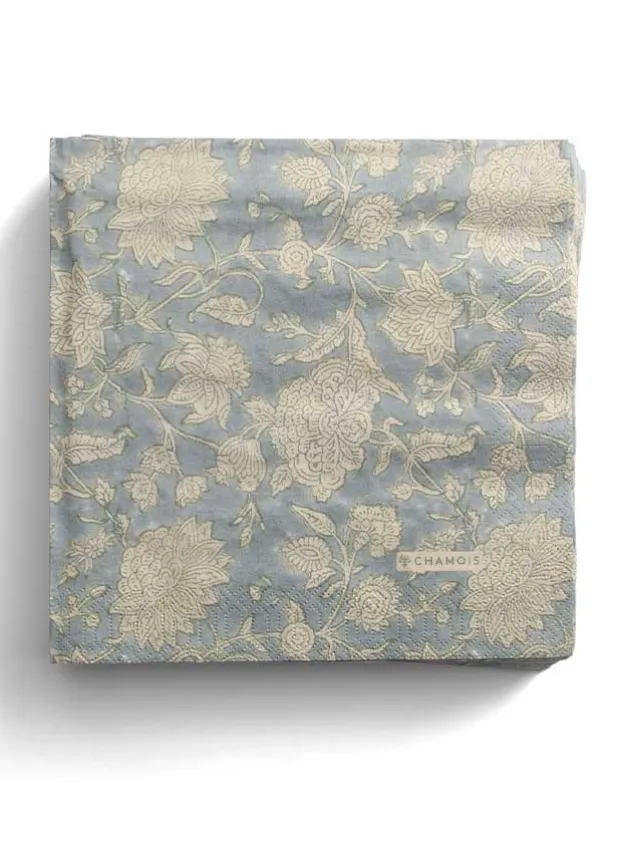 Pappersservetter, Indian Rose – Dusty Blue – 40x40cm Chamois
