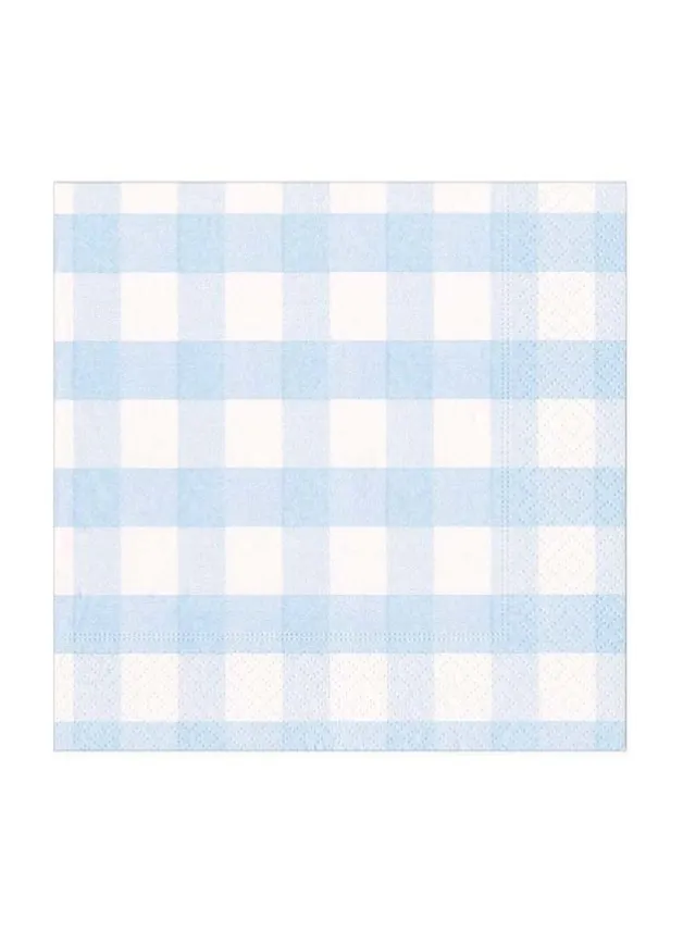 Pappersservett 33 x 33 cm – Babyblå Gingham – Caspari