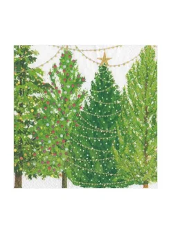 Pappersservett 33 x 33 cm – Julgranar med belysning – Caspari