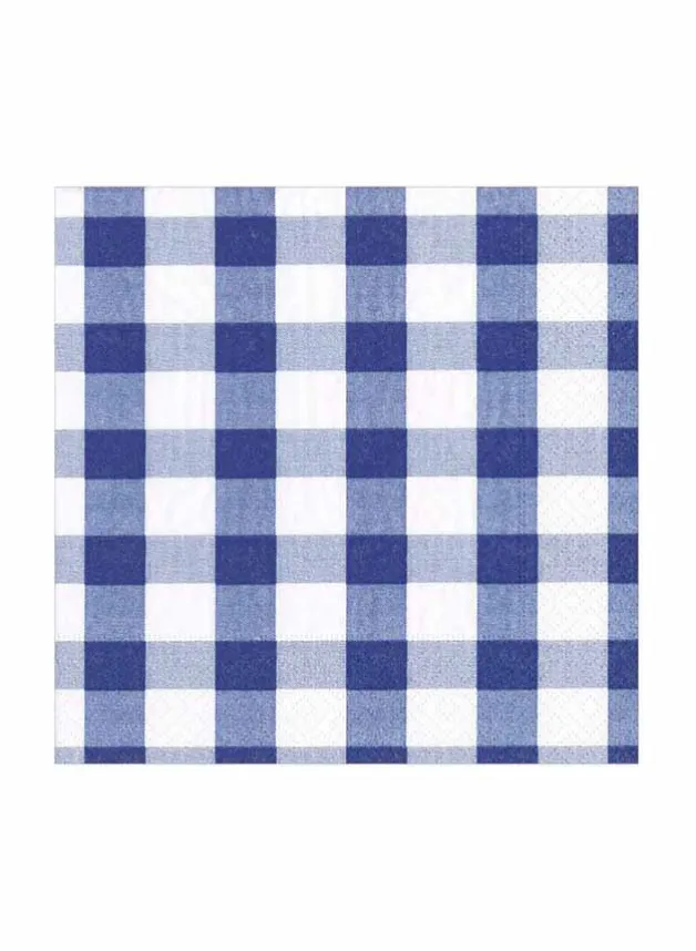 Pappersservett 33 x 33 cm – Marinblå Gingham – Caspari
