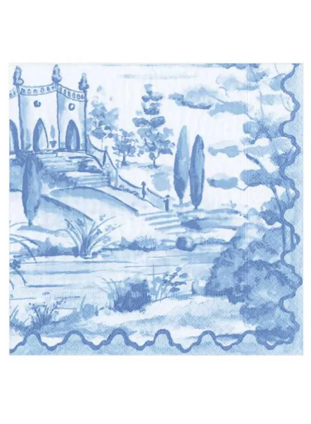 Pappersservett 33 x 33 cm – Tuscan toile blue – Caspari