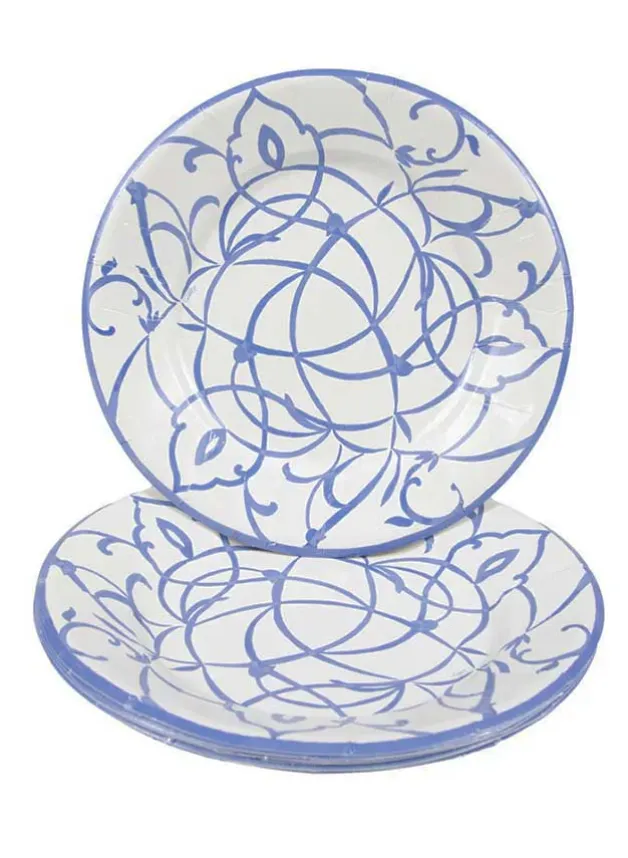 Papperstallrik Dia. 27 cm – Algarve Ceramic Blue – Caspari