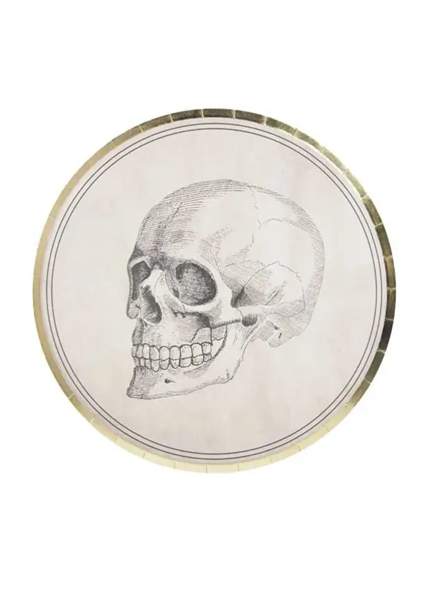 Papperstallrik med Döskalle 22 cm x 8 st