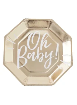 Papperstallrik Oh baby guld