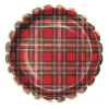 Papperstallrik Tartan mönstrad Röd 23 cm x 8 st