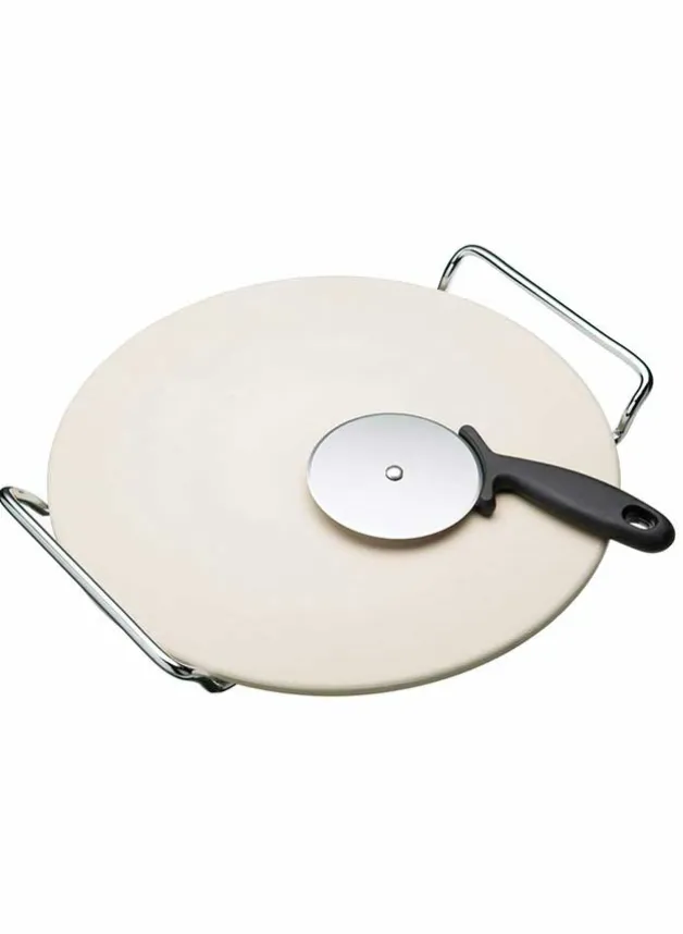 Pizzasten med pizzaskärare och ställning – Gift set