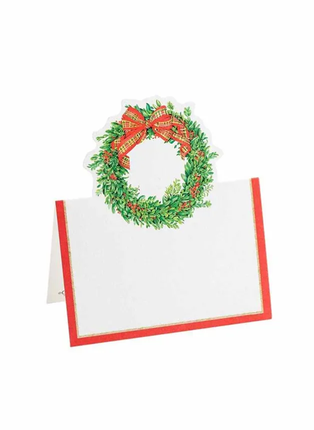 Placeringskort med julkrans 9×9 cm – Caspari