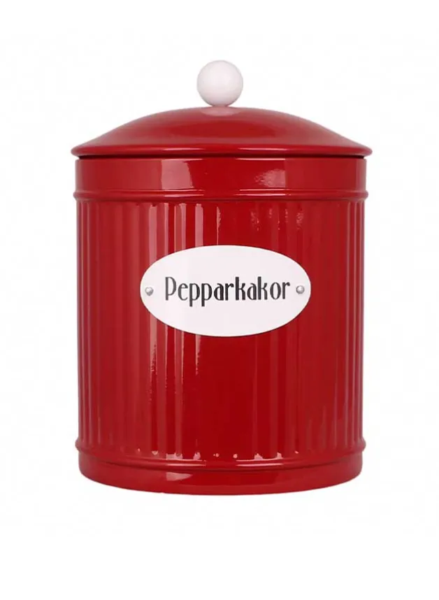 Plåtburk Julburk – Pepparkakor Röd Ø 14,5 x H 20 cm