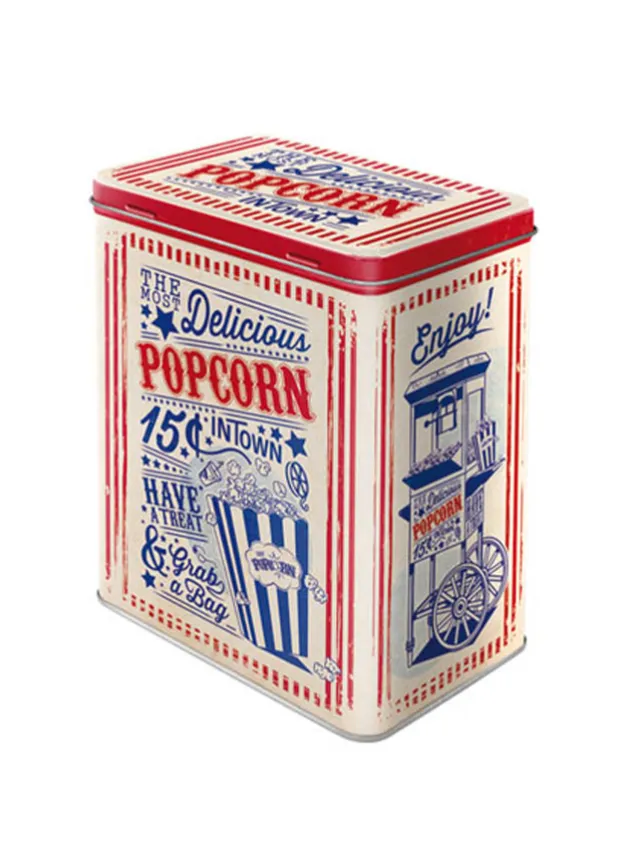 Plåtburk Popcorn L – Hög rektangulär – Nostalgic Art