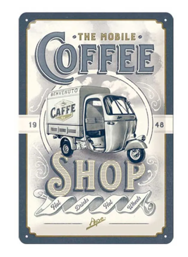 Plåtskylt Ape Coffee Shop 20×30 cm – Nostalgic Art