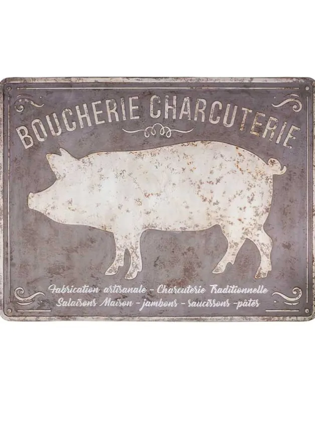 Plåtskylt Boucherie Charcuterie 91,5×70 cm