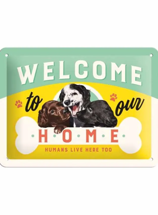 Plåtskylt Dogs Welcome 15×20 cm – Nostalgic Art