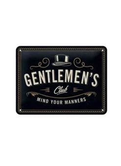 Plåtskylt Gentlemen’s Club 15×20 cm – Nostalgic Art