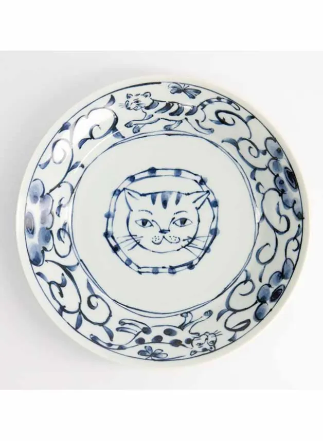 Porslinstallrik Japanskt kattmotiv Neko Maruke Cat Ø21 cm
