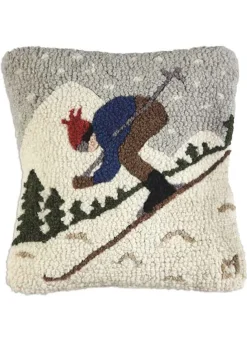 Prydnadskudde i ull ”Downhill Skier” 35×35 cm