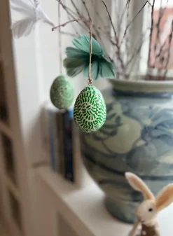 Påskägg Handmålade gröna blad