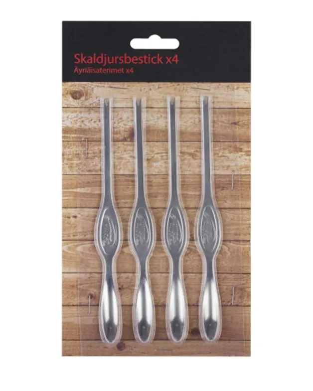 Skaldjursbestick i rostfritt stål 4-pack – 15 cm