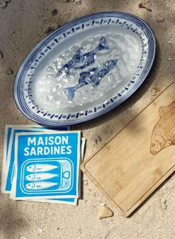 Skärbräda med fiskmönster 40 x 17 cm