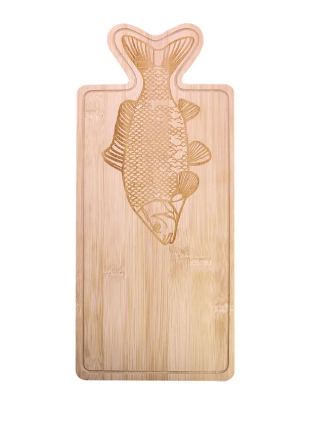 Skärbräda med fiskmönster 40 x 17 cm