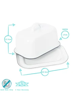 Smörbytta vit Emalj – 18.5cm x 10 cm