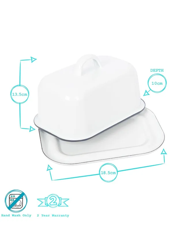 Smörbytta vit Emalj – 18.5cm x 10 cm