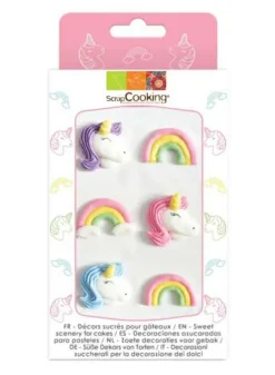 Sockerdekoration Unicorn 6 st