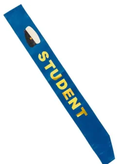 Student Sash blå med guldtext – Studentmössa