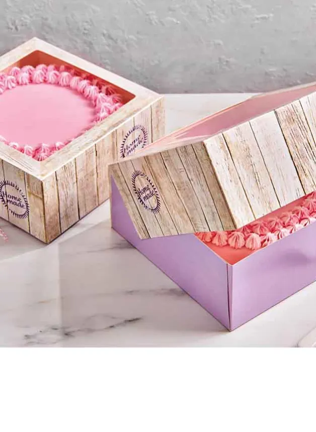 Tårtbox ”Träimitation” 32x32x11,5 cm 2 st – FunCakes