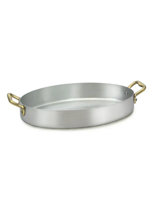 Ugnspanna Oval i Aluminium med Mässingshandtag 26 cm – Ottinetti